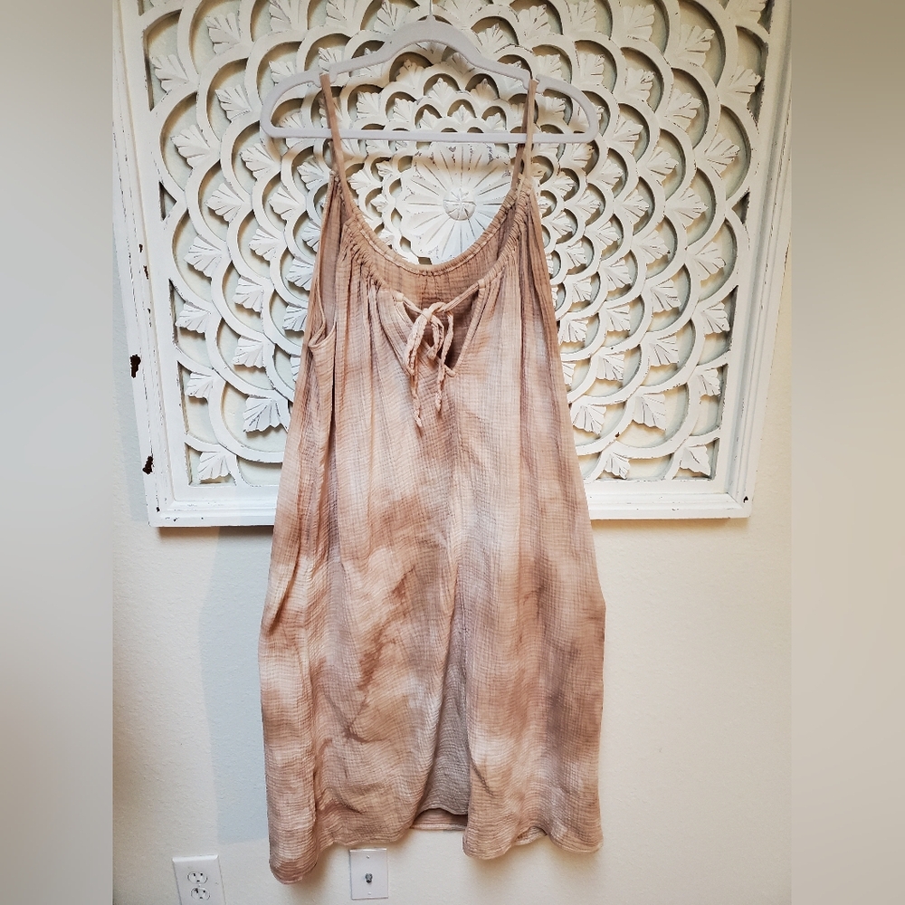 Kona Sol Upcycled Gauze Tank Dress Size Small Tea Dyed Tie Dyed - Picture 3 of 9